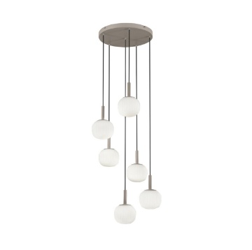 Immagine di Lampadario Rotondo Sabbia 6 Sfere Vetro Per Salotto Eris Fan Europe