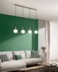 Immagine di Lampadario Lineare Sabbia Per Tavolo Pranzo Con Pendenti Vetro Bianco Eris Fan Europe