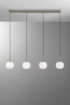Immagine di Lampadario Lineare Sabbia Per Tavolo Pranzo Con Pendenti Vetro Bianco Eris Fan Europe