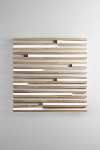Immagine di Plafoniera Design Listelli Legno Kuma 50 cm Led 40w 2700k 4000k Fan Europe