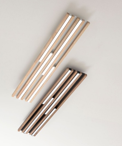 Immagine di Plafoniera Design Listelli Legno Rettangolare Kuma Led 24w 2700k 4000k Fan Europe