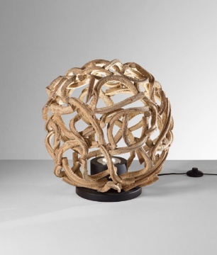 Immagine di Lampada Da Terra Decorativa Design Legno Intrecciato Epigea Fan Europe