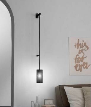 Immagine di Applique Asta Con Cilindro Metallo Forato Nero 1xE27