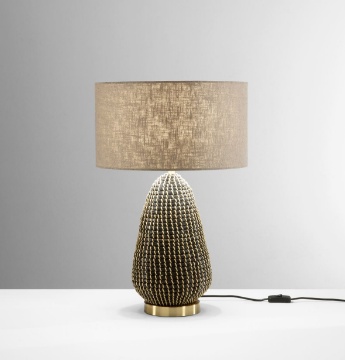 Immagine di Lampada Da Tavolo Artigianale Erba Marina Intrecciata 62 cm Posidonia Fan Europe