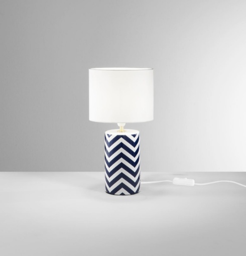 Immagine di Lampada da Tavolo In Ceramica Blu Bianco 37 cm Zeno Fan Europe
