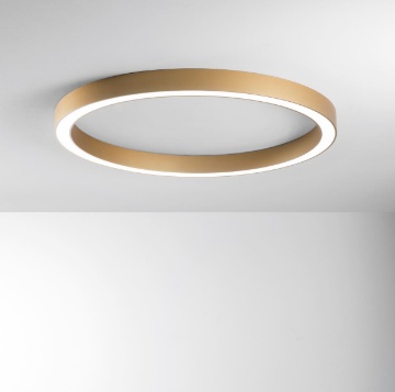 Immagine di Grande Plafoniera Demos 120 cm Cerchio Dorato Led 120w CCT Fan Europe
