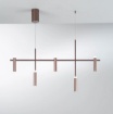 Immagine di Sospensione Led Lineare Per Tavolo 5 Luci Cilindri Bronzo Candle S5 Fan Europe