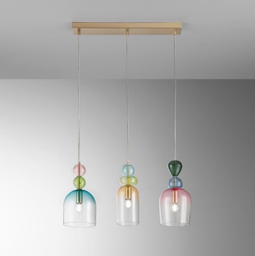 Immagine di Lampadario Da Tavolo Oro Con Vetri Multicolor Gaudì Fan Europe