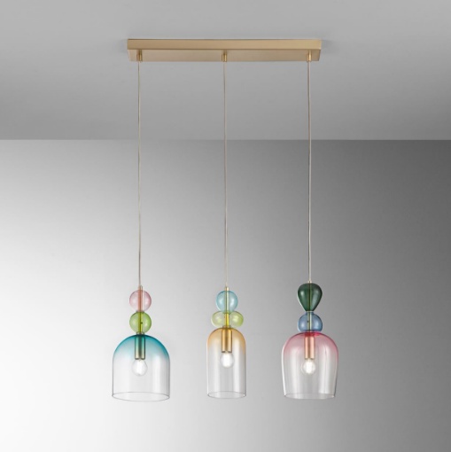 Immagine di Lampadario Da Tavolo Oro Con Vetri Multicolor Gaudì Fan Europe