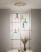 Immagine di Lampadario Oro A Cascata Con Vetri Multicolor Per Salone Moderno Gaudì Fan Europe