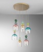 Immagine di Lampadario Oro A Cascata Con Vetri Multicolor Per Salone Moderno Gaudì Fan Europe