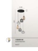 Immagine di Lampadario Egadi Cascata Bocce Vetro Rigato Ambra Fume Per Salone Fan Europe