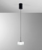 Immagine di Lampada A Sospensione Nera Con Pendente Vetro Bianco CCT 2700k - 3200k Emily Fan