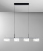 Immagine di Lampadario Nero 4 Vetri Bianchi Lineare Led CCT 32w Per Tavolo Emily Fan Europe