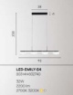 Immagine di Lampadario Nero 4 Vetri Bianchi Lineare Led CCT 32w Per Tavolo Emily Fan Europe