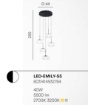 Immagine di Lampadario Moderno Nero 5 Pendenti Vetro Led 40w CCR Emily Fan Europe