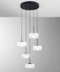 Immagine di Lampadario Moderno Nero 5 Pendenti Vetro Led 40w CCR Emily Fan Europe