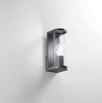 Immagine di Applique Antracite Da Esterno Con Cilindro Vetro IP44 Rosen Intec Light