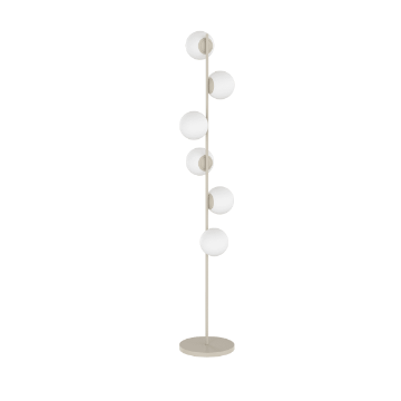 Immagine di Piantana Salotto Moderno Sabbia Con 6 Sfere Vetro Bianco Boomerang Top Light