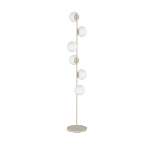 Immagine di Piantana Salotto Moderno Sabbia Con 6 Sfere Vetro Bianco Boomerang Top Light