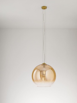 Immagine di Lampadario Vetro Ambra Sfera 45 cm Planet Perenz