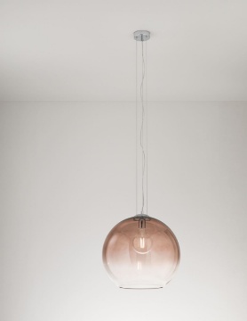 Immagine di Lampadario Planet Grande Sfera Vetro Marrone 45 cm Perenz