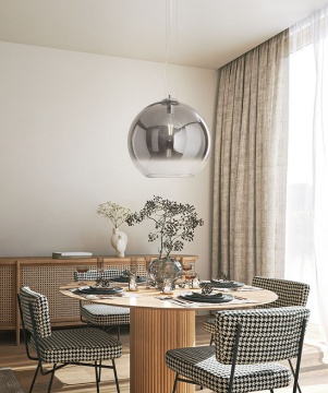 Immagine di Lampadario Grande Sfera Vetro Aperta Fume 45 cm Planet Perenz