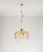Immagine di Lampadario Perenz Big Bowl Boccia Vetro Ambra Sfumato 50 cm Per Camera Da Letto