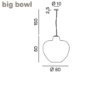 Immagine di Lampadario Per Salotto Grande Boccia Vetro Fume 50cm Big Bowl Perenz