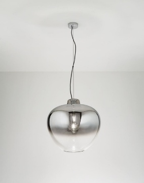 Immagine di Lampadario Per Salotto Grande Boccia Vetro Fume 50cm Big Bowl Perenz