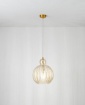Immagine di Sospensione Rotonda 32 cm Vetro Cognac Plissettato Lia Perenz