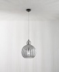 Immagine di Lampadario Lia Perenz Sferico Vetro Plissettato Fume 32 cm Per Tavolo