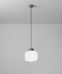 Immagine di Sospensione Piccola Vetro Plissettato Bianco Ceramica Grigia Lucerna Perenz
