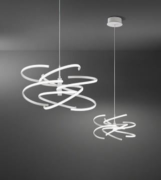Immagine di Lampadario Moderno Ricciolo Bianco Led 60w CCT 3000k 4000k 6000k Nest Perenz