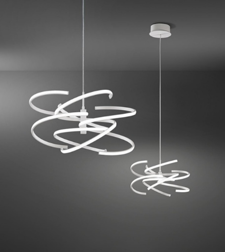 Immagine di Lampadario Moderno Ricciolo Bianco Led 60w CCT 3000k 4000k 6000k Nest Perenz
