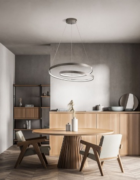 Immagine di Lampadario Moderno Led 70w CCT Dimmerabile Ritmo Grigio Perenz