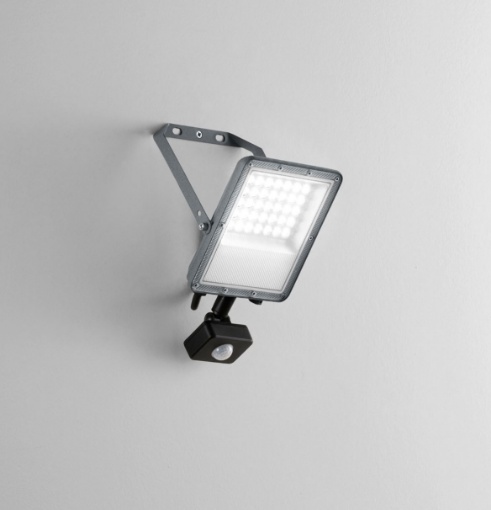 Immagine di Faro Led Esus Grigio Da Esterno Led 30w CCT Con Sensore IP65 Intec
