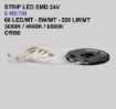 Immagine di Strip Led Smd Bobina 5 Mt 5W/mt 60Led/mt DC24V CRI90 Intec