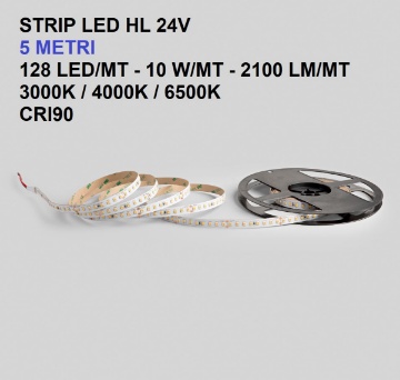 Immagine di Strip Led SMD 2835 24V 5 Metri 128 Led/mt 10W/mt CRI90 Intec