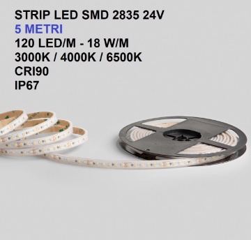 Immagine di Strip Led Per Esterni 5 Metri 120 Led/mt 18W/mt IP67 CRI90 Intec