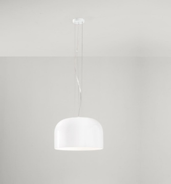 Immagine di Lampadario Da Cucina Glossy Vetro Bianco Lucido 40 cm Perenz