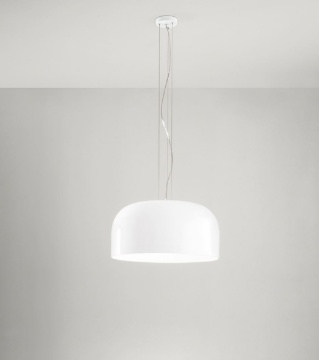 Immagine di Lampadario Moderno Glossy Vetro Bianco Lucido 50 cm Perenz