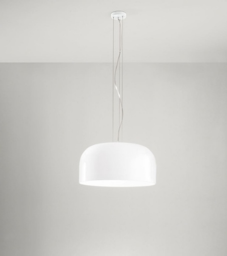 Immagine di Lampadario Moderno Glossy Vetro Bianco Lucido 50 cm Perenz