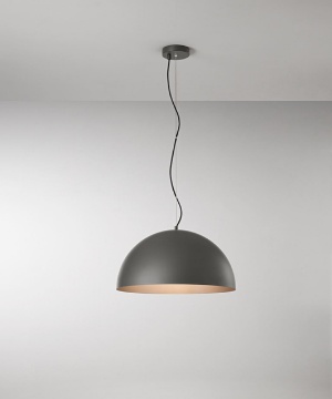 Immagine di Lampadario Per Tavolo Cupola Grigio Marrone 50 cm Steel Perenz