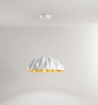 Immagine di Lampadario Led Cupola Prisma Bianco Oro Luce Calda 3000k Perenz