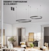 Immagine di Lampadario Decentrato Etere Anello Grigio 100 cm Led 3000k Dimmerabile Perenz