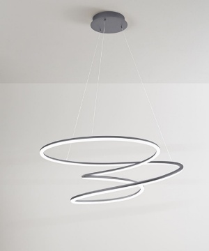 Immagine di Lampadario Soggiorno Spirale Grigio Led 3000k Dimmerabile Perenz