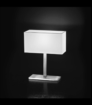 Immagine di Lampada Da Comodino Cromo Con Paralume Squadrato Bianco Hotel Perenz