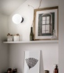 Immagine di Applique Moderna Nera Con Sfera Vetro Bianco 10cm Maga Perenz 8070 N