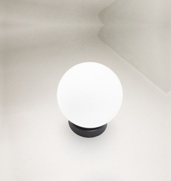 Immagine di Abat-jour Maga Perenz Vetro Sferico Bianco Ø15 cm Base Nera 8068 N